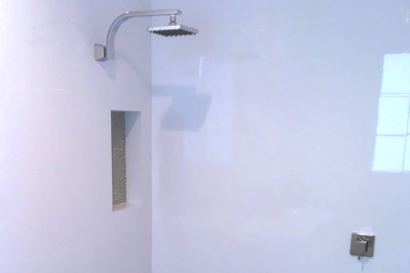 Shower redesign with recessed shelf