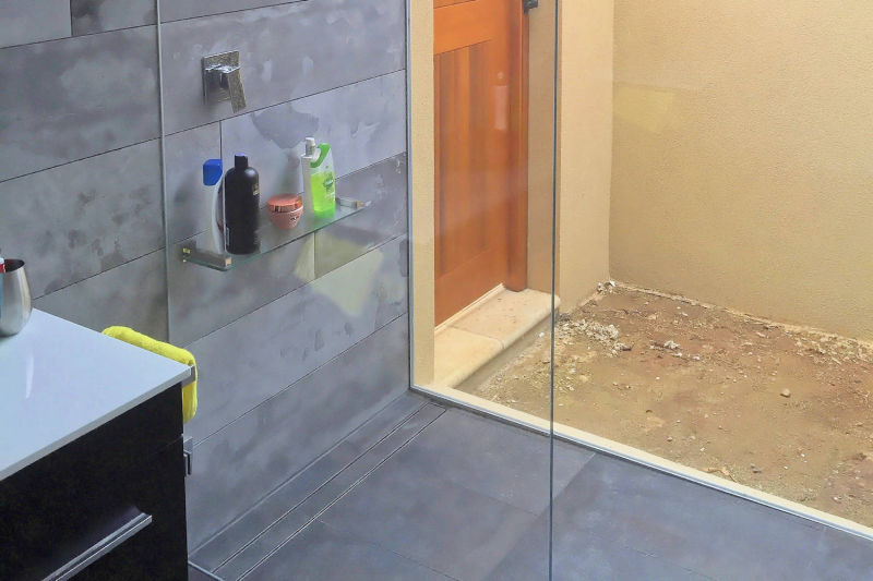 Ensuite bathroom extension glass wall